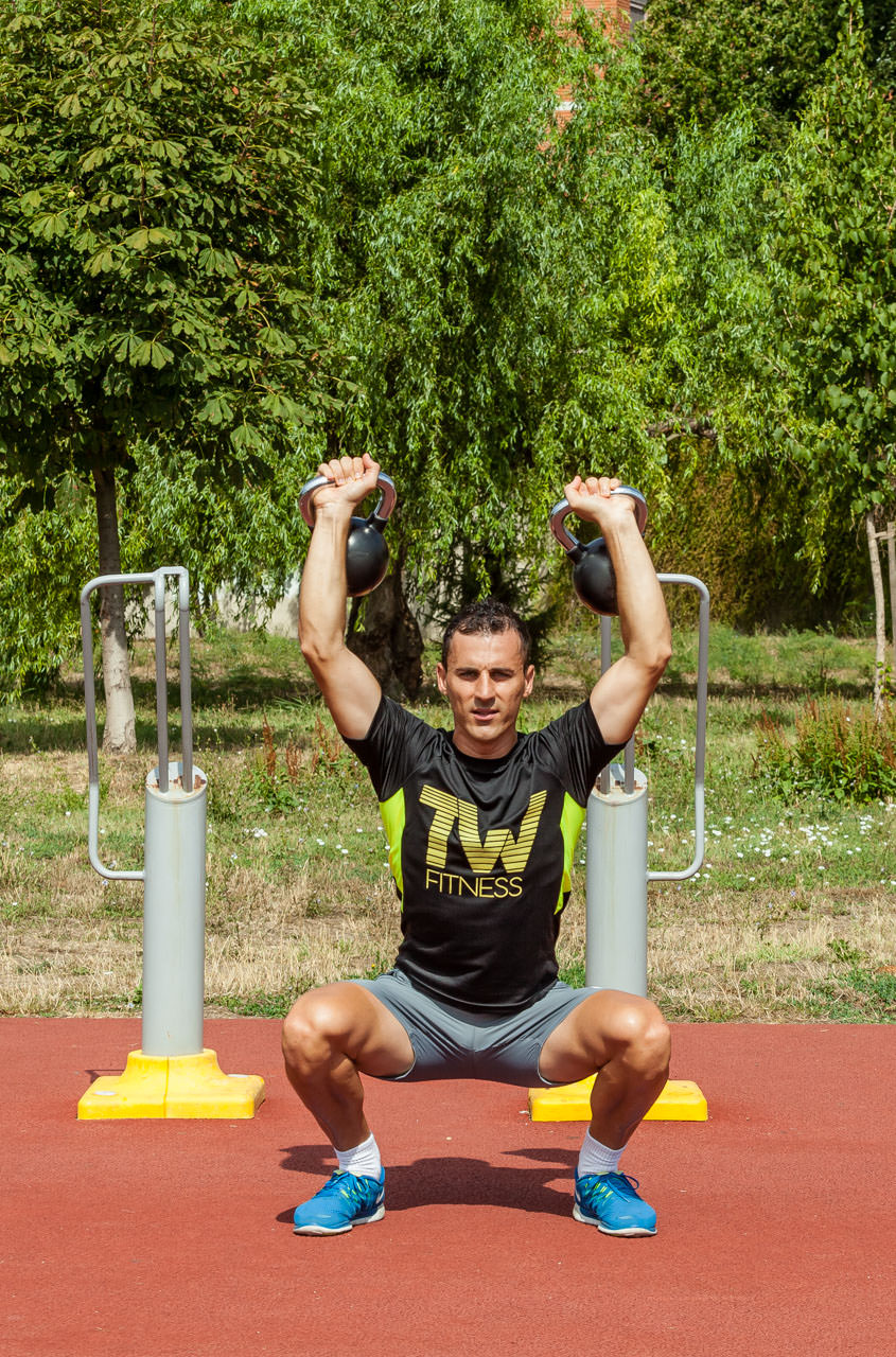 Overhead squat with kettlebell hot sale