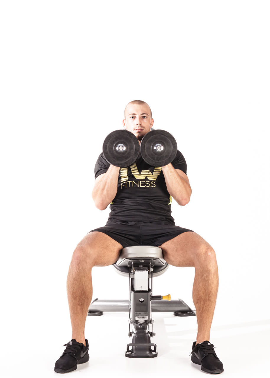 Seated Palms-In Dumbbell Press frame #1